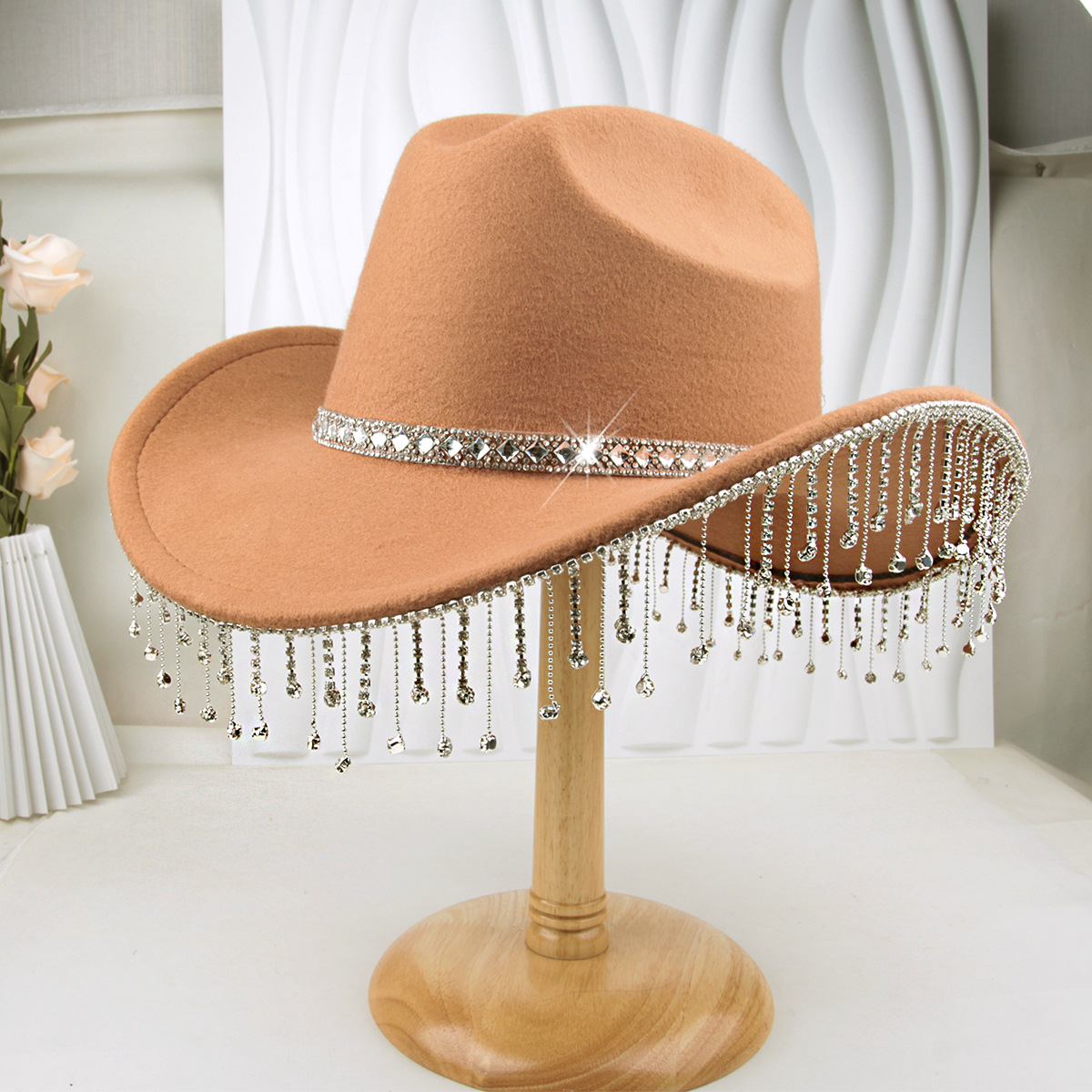 Sombrero de vaquero de fieltro – para bodas/fiestas temáticas, estilo western