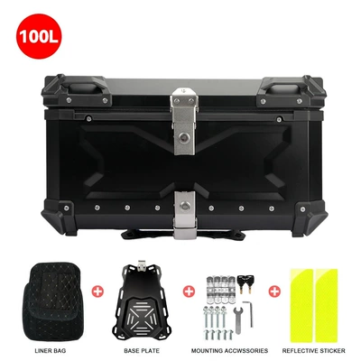Motorcycle trunk: Motorcycle Universal - 100l-embossed-x-tail-boxblack