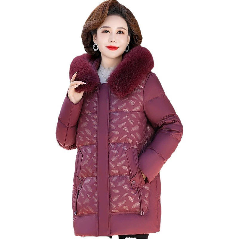 Зимнее пальто для полных мам среднего и пожилого возраста, Плюс Толстая толстая женщина больших размеров, пуховик для стариков, Женская длинная куртка 200 кг