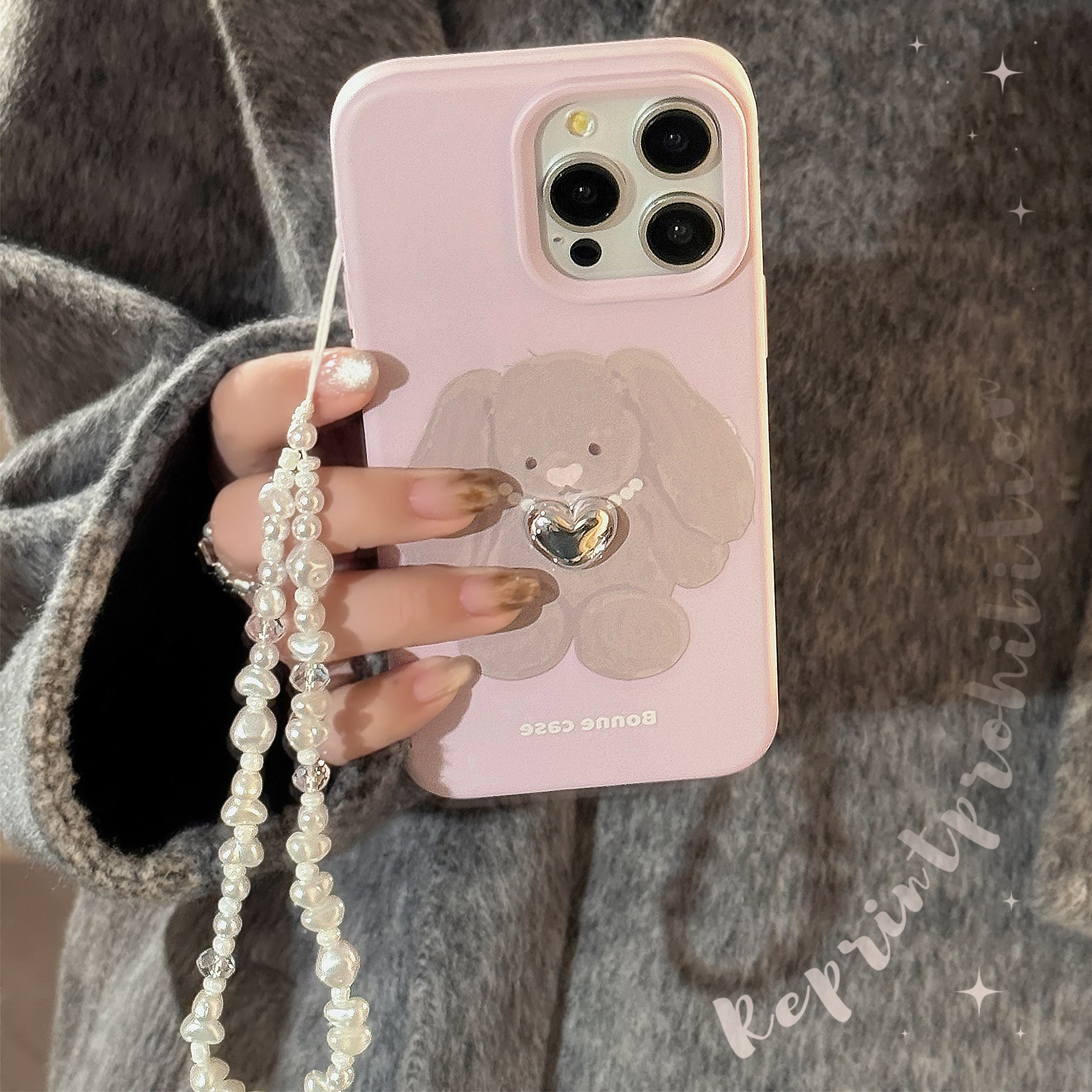 Protective Phone Case With Rabbit & Pearl Necklace For Iphone_voghion.com