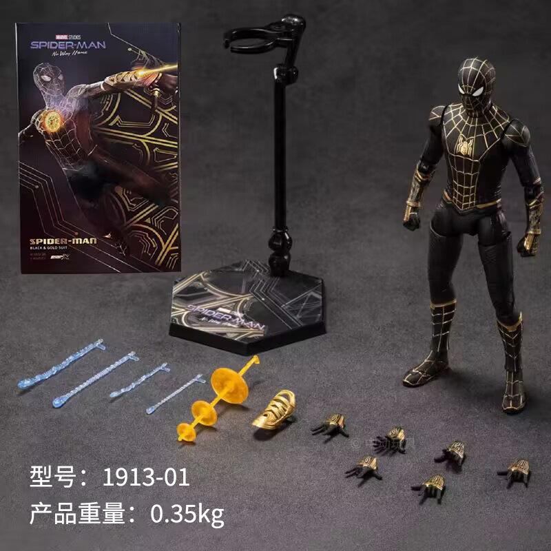 Zhongdong Genuine Spider-Man Movie 3 Black Gold Spider-Man 10Th Anniversary Red Gold Edition Avengers Marvel Toys Zhongdong Genuine Spider-Man Movie 3 Black Gold Spider-Man 10Th Anniversary Red Gold Edition Avengers Marvel Toys