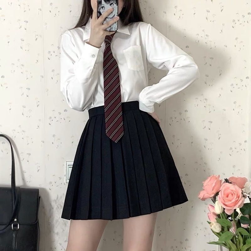 2022 Spring and Autumn New Japanese College Style jk White Shirt for Women's School Tie Shirt with Long Sleeve Top