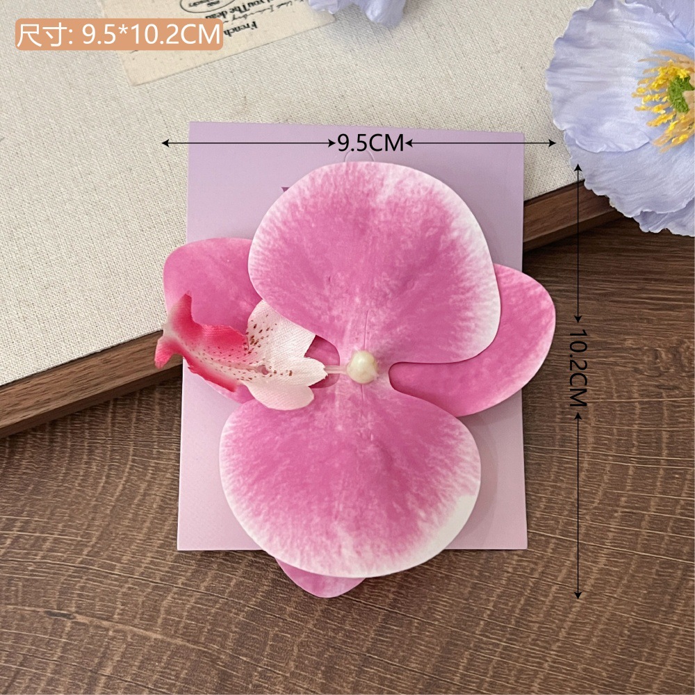 Nuevo estilo de atmósfera súper inmortal orquídea mariposa flores clips para el cabello de la niña Mori sistema lateral boca de pato clips para el cabello detrás de la cabeza