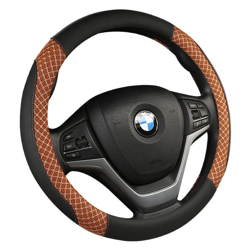 New leather steering wheel cover multi-color embossed car handle cover factory wholesale large and medium small size Four Seasons cross-border