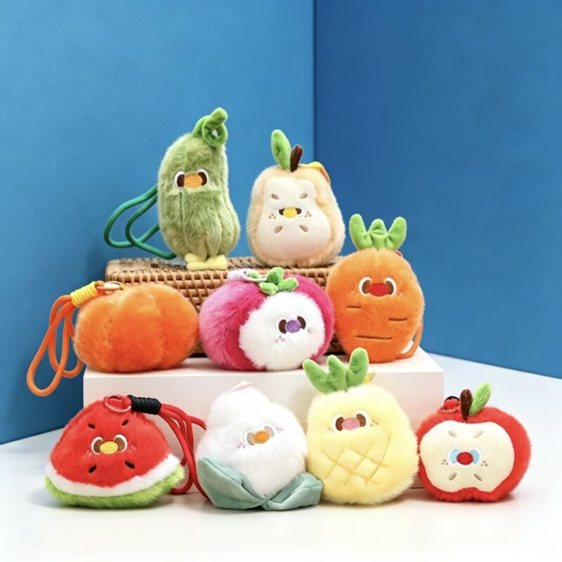 Internet Celebrity Cute Fruit and Vegetable Small Pendant Apple Watermelon Plush Doll Bag Charm Keychain