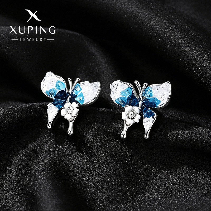 Xuping goteo serie de papilla azul gradiente pernos de orejas de nicho de temperamento femenino nuevo diseño de alta sensación fácil de usar auriculares