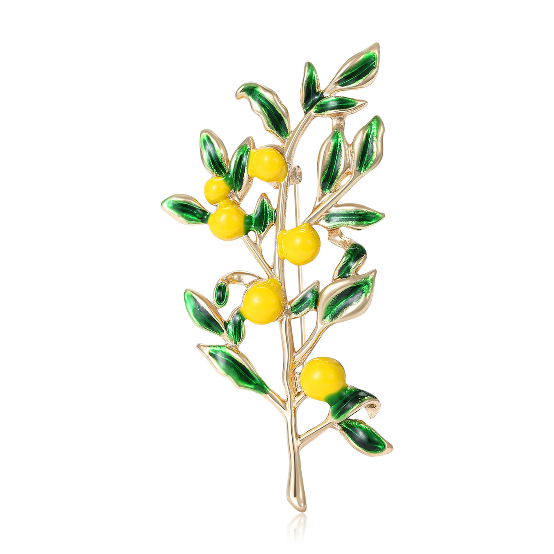 Брошь-ветка лимона Meimei Jewelry золотисто-желтая