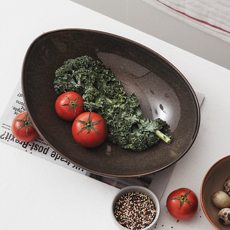 Horno de cerámica creativa en forma especial tazón grande tazón de fruta tazón de postre ensalada de verduras tazón de sopa tazón de fideos tazón de arroz Hotel