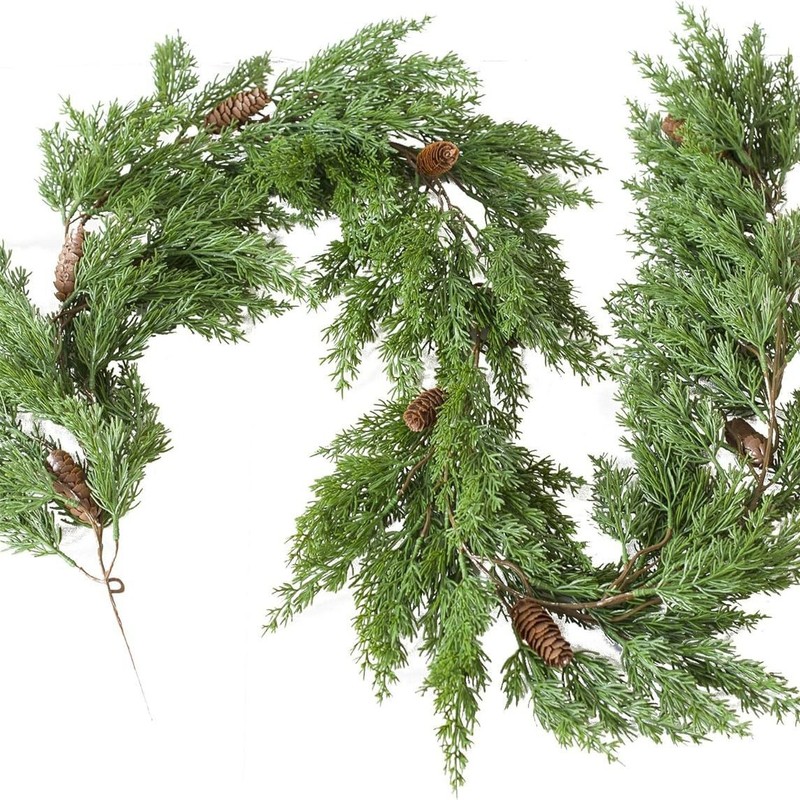跨境亚马逊美式手感软胶圣诞装饰松柏藤条植物圣诞松针门挂藤条|undefined