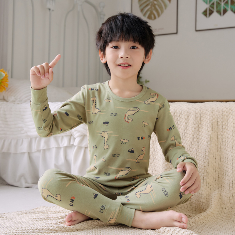 Children's Cotton Thermal Underwear Set Boys and Girls Autumn Clothes Autumn Trousers Cotton Sweater Baby Pajamas Student Home Clothes