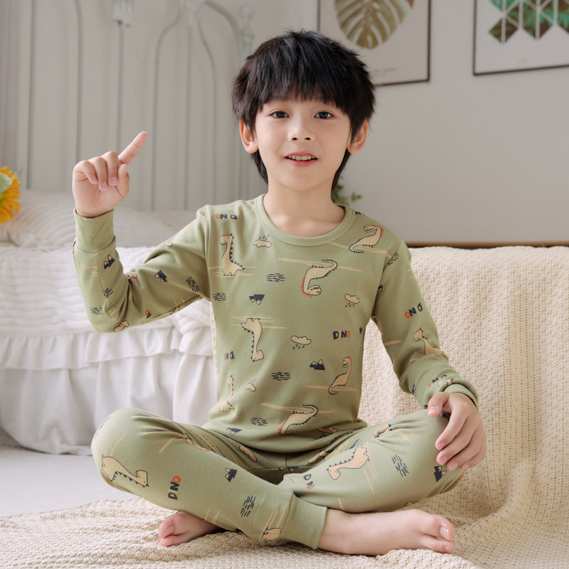 Children's Cotton Thermal Underwear Set Boys and Girls Autumn Clothes Autumn Trousers Cotton Sweater Baby Pajamas Student Home Clothes