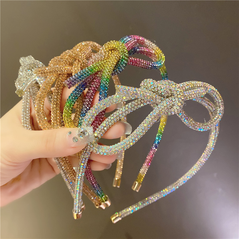 90g Weight Hair Band Hair Accessories Type 1 Piece Quantity Carnival, Street Occasion Hot Drill Material Bow Knot Pattern Women's Gender Diamond Design Fairy Style Style Fairy Style Women's Bow Knot Hot Drill Diamond Hair Band 12