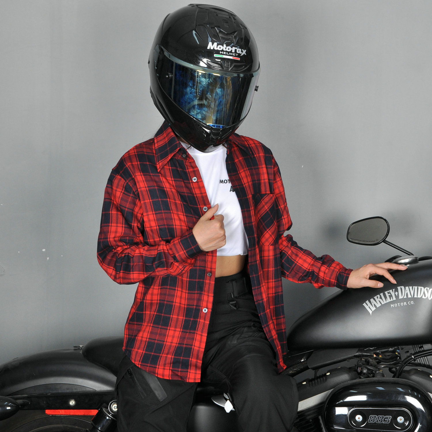 VOLERO Traje de ciclismo de motocicleta Mujeres Ocio Four Seasons Camisa a cuadros de motocicleta resistente al desgaste y al desgarro Chaquetas a prueba de caídas