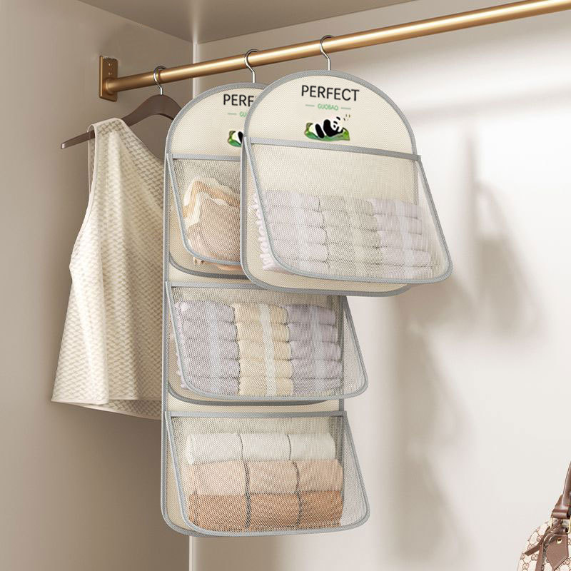 Panda-style widened storage hanging bag for underwear, socks, and other items, suitable for dormitory wardrobes and for organizing behind the door