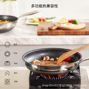 Titanium Kitchen Titanium Ceramic Pot Non-Stick Stainless Steel Frying Pan Honeycomb Non-Stick Frying Pan Wok Set Steak Pan Induction Cooker