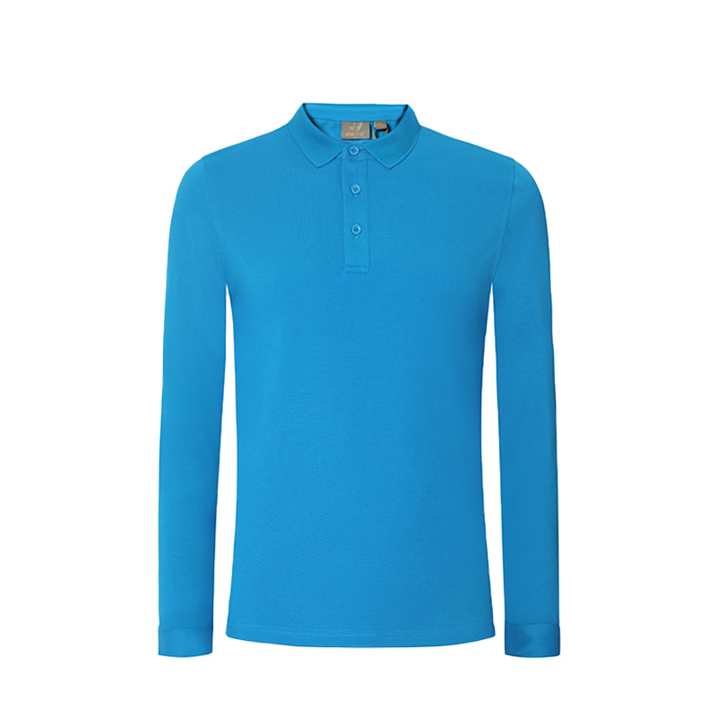 32 perlas de algodón peinado de alta gama para hombres mangas largas collar T-shirt de negocios polo ropa de trabajo personalizada al por mayor