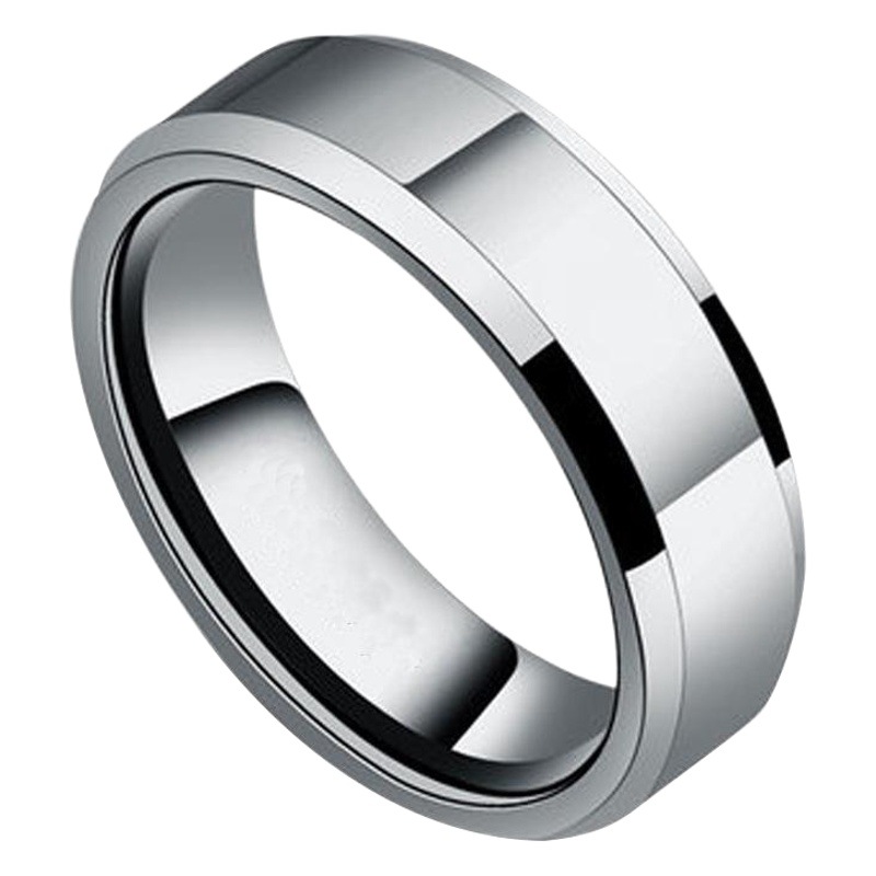 Titanium Steel Couple Rings with Laser Engraving, Simple Beveled Edge Rings for Men, Mirror Finish Jewelry, Women's Matching Rings, Titanium Steel Rings