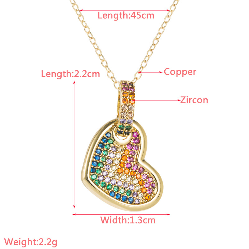 Fashion Heart Shape Eye Copper Pendant Necklace Gold Plated Zircon Copper Necklaces