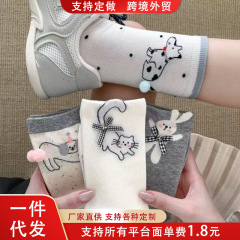 蝴蝶结可爱袜子女夏季中筒袜卡通小狗无骨堆堆袜中筒韩版ins薄款
