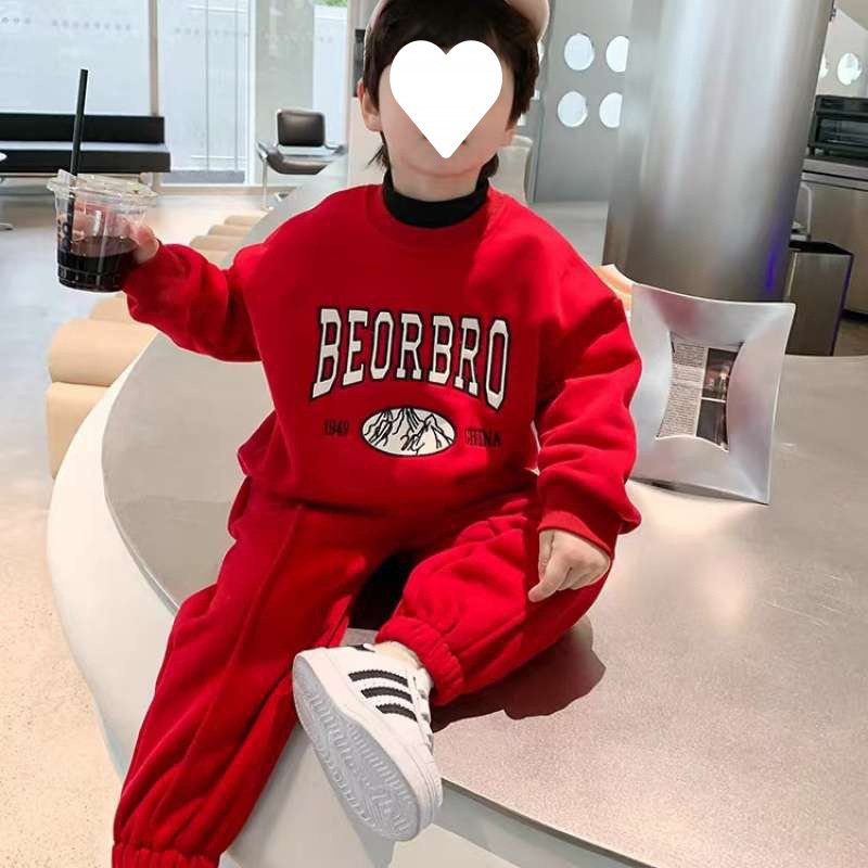 Girls' Fashionable Round Neck Letter Thickened Sweater Sports Pants Two Piece Set 2023 Autumn/Winter New Baby Children's_voghion.com