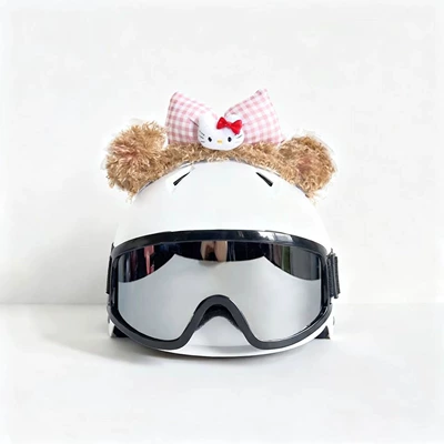 Cute sun-protective cartoon ski helmet: Motosiklet dəbilqələri - no-helmet-kt-blush-bear-brown