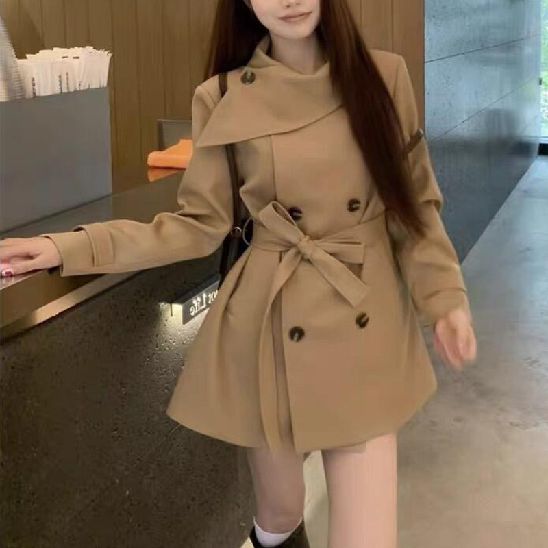 MIU系千金2025秋季网红新款英伦风双排扣韩版通勤风衣外套女上衣|undefined