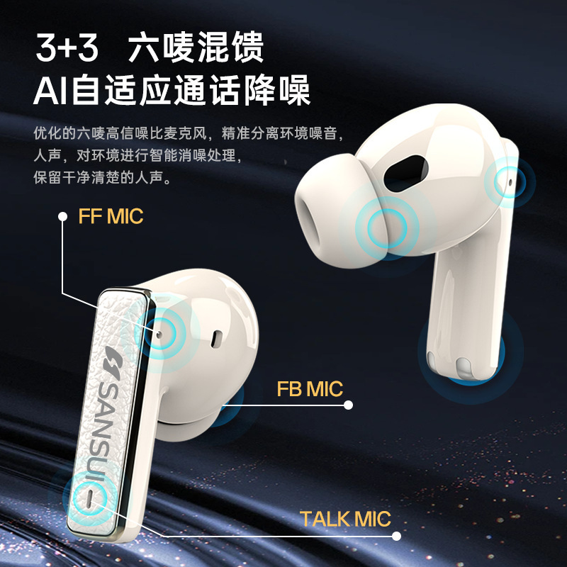 Shanshui Bluetooth ヘッドセット インイヤー アクティブ ノイズ リダクション W28 新しい APP ポジショニング 光感知インイヤー検出 超長バッテリー寿命|undefined