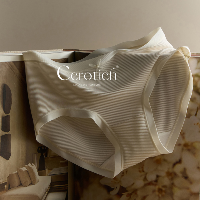 Cerotich Australian Merino Wool Underwear for Women, Autumn and Winter Simple Ribbed Solid Color Anti-Exposure Briefs