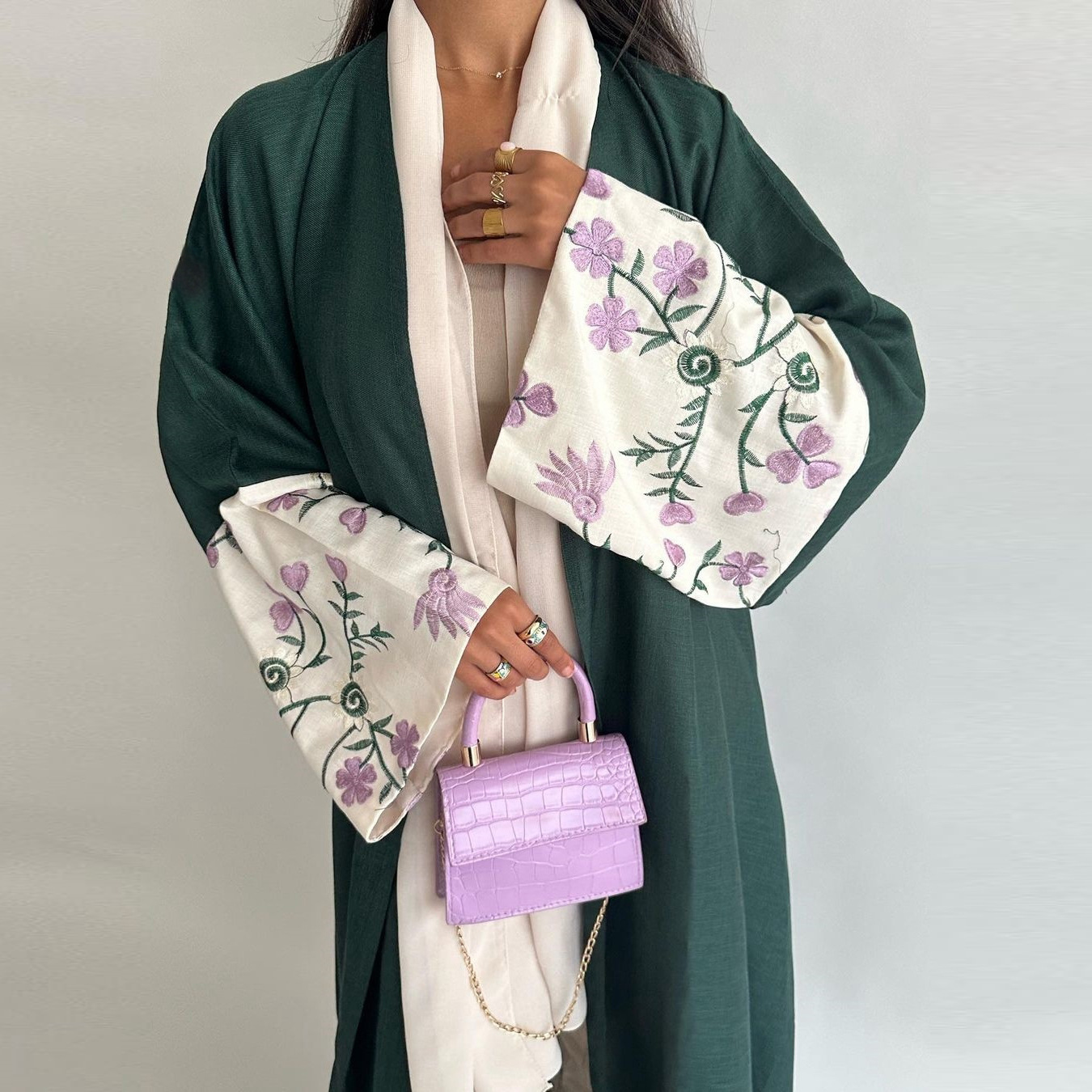 MQ136 Dubai Middle Eastern Cardigan Robe Embroidered Abaya Muslim European And American Loose Coat Fashion Women's_ecoleips.com