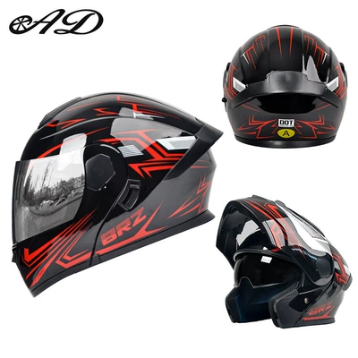 Motosiklet kaskı (dəbilqə) – Foreign Trade 3C Certified Motorcycle Helmet - dot3c-red-line-silver-plated-mirror-high-definition-mirror-m-size-55-56cm