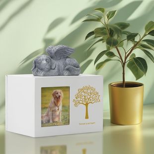 Cross-Border Spot Tree of Life Urn Solid Wood Pet Memorial Urn with Photo Frame Angel Dog Funeral