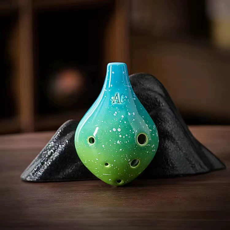 Six-hole oval alto AC-tuning starry sky pottery beginners students perform musical instruments 6-hole C-tuning oval can be engraved