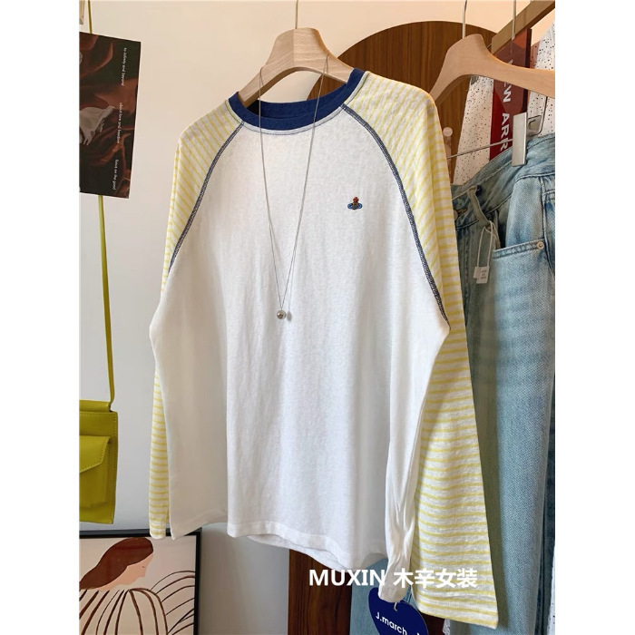 ファットmm 120kg 大きいサイズ夏軽量刺繍多用途ストライプスプライシングラグランスリーブルーズ日焼け止めTシャツレディーストップス|undefined