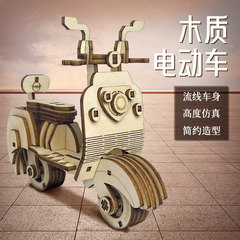 3d電動車模型diy拼裝立體拼圖創意木質玩具車手工拼插積木擺件