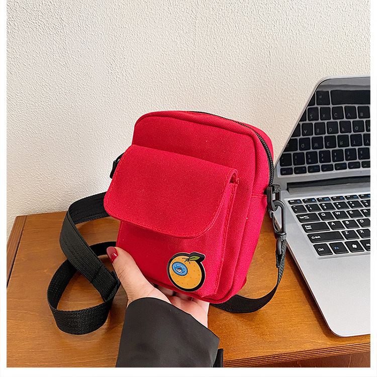 112g Weight Sewing Thread Fashion Element Zipper Closure Type Single Shoulder Strap Strap Type Square Bag Bags Type Casual Occasion Canvas Material Fruit, Solid Color Pattern All Seasons Season Women's Gender Streetwear Style Square Shape Small Size Women's Small Canvas Fruit Solid Color Streetwear Sewing Thread Square Zipper Square Bag 10