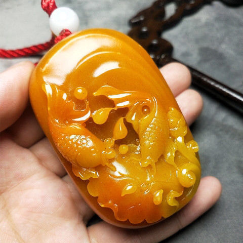 合成仿 寿山石年年有余手把件手把件把玩寿山石手把件  厂家批发