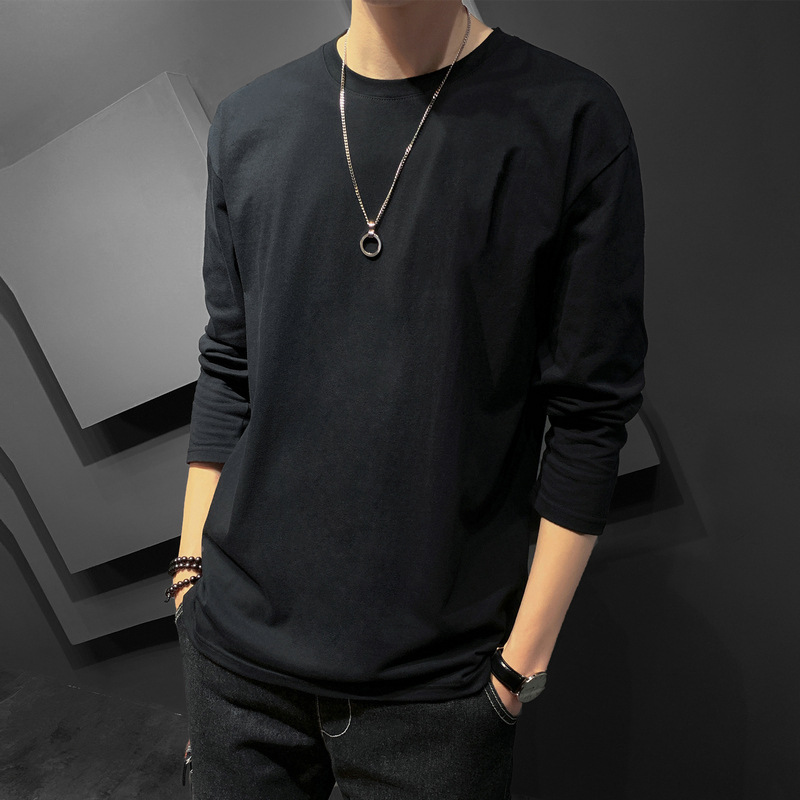 2024 nueva camiseta de manga larga para hombre barata y buena versión coreana de ropa suelta, ropa de otoño, camiseta de fondo juvenil