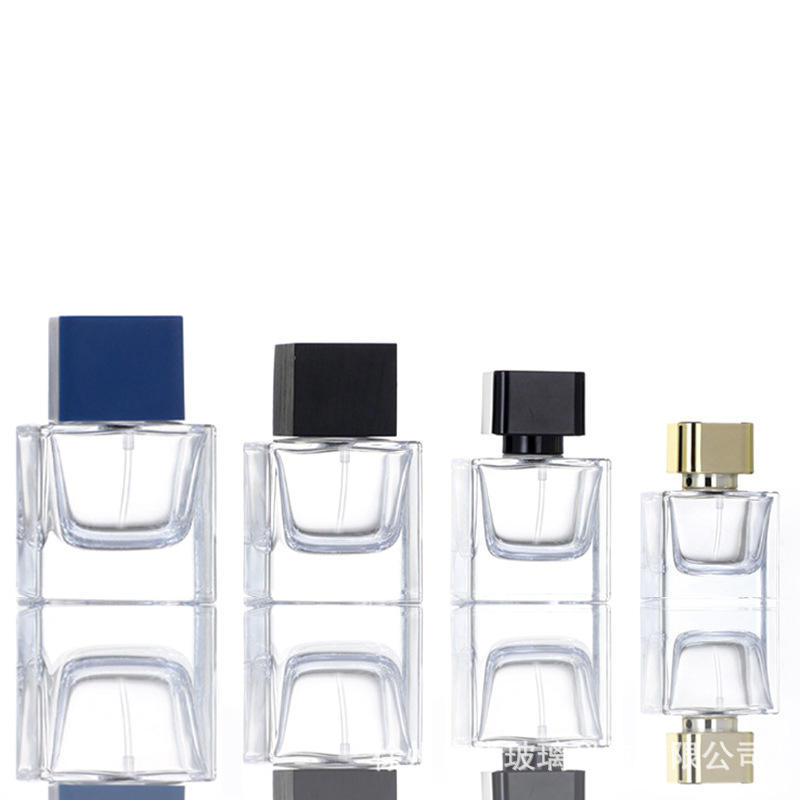 批发18ml 30ml 50ml 100ml正方形透明玻璃香水分装瓶化妆品喷雾瓶
