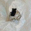 Black zirconium, small design advanced ring, jewelry suitable for men and women, trend of season, on index finger