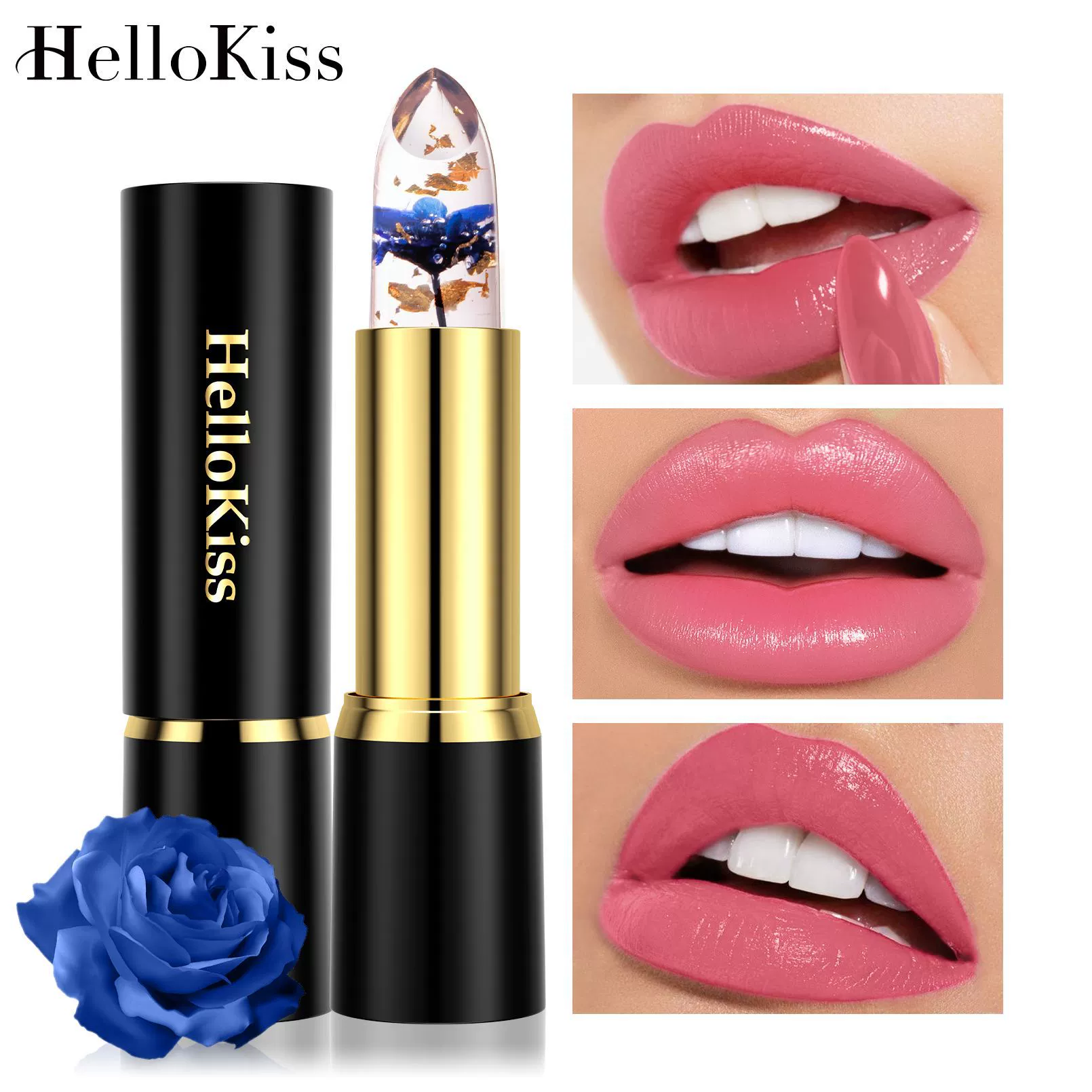 Плоды Hellokiss Красная питающая увлажняющая фруктовая желевая золотая фольга цветок рот красная температура преобразователь помада кросс-бордер взрывоопасная