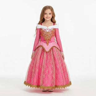 Платье Авроры с кружевными рукавами малиновое