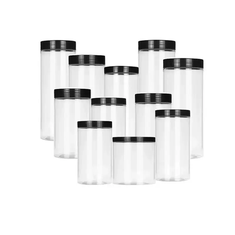 100口食品PET塑料密封包装瓶 泡菜酱菜干果花茶大广口防潮密封罐