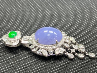 18k inlaid purple pendant, big diamond inlaid purple Myanmar jadeite A goods wholesale technology