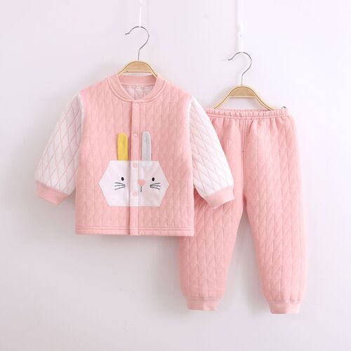 Children's underwear set, boneless baby clothes, three-layer warm folio set, baby clothes, category A spring and autumn base layer