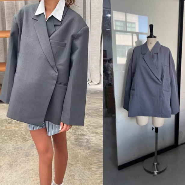 European and American Cross-Border 2024 Autumn and Winter Long-Sleeved Women's Blazer Casual Lapel Side Pocket Jacket Women's High-End Style