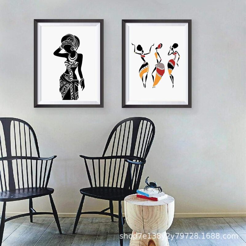 African Woman Portrait Canvas Prints Beautiful Black Art Decorative Painting Living Room Bedroom Canvas Spray Painting Core