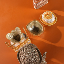 尼泊尔手工雕花铜制鎏金银托巴碗供具供杯家用供碗居家摆件三种款