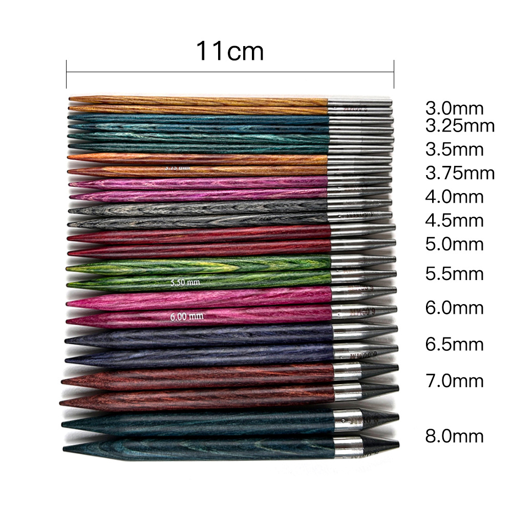 Herramientas de tejido aguja de suéter madera sintética color fantasía pulido manual desmontaje aguja de anillo un conjunto de 12 pagos