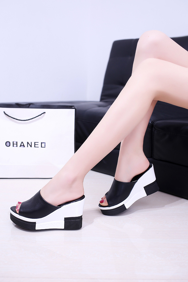 Women's Casual Color Block Round Toe Wedge Slippers display picture 11