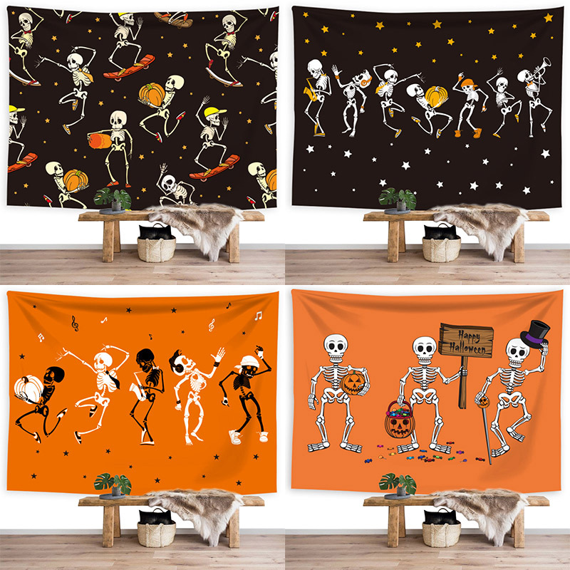 新款跨境万圣节挂毯卧室客厅墙壁装饰背景布|ru